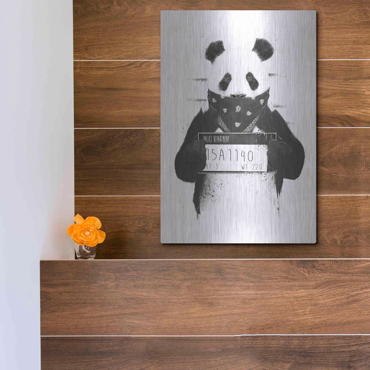 Luxe Metal Art 'Bad Panda' by Balazs Solti, Metal Wall Art,12x16