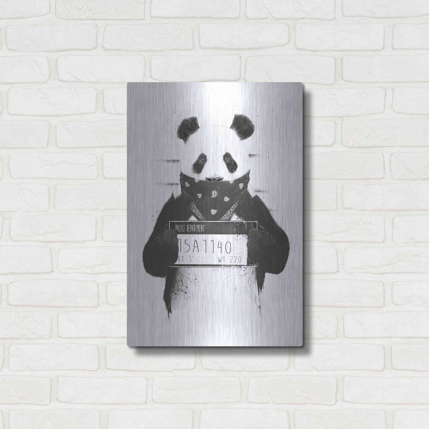 Luxe Metal Art 'Bad Panda' by Balazs Solti, Metal Wall Art,16x24