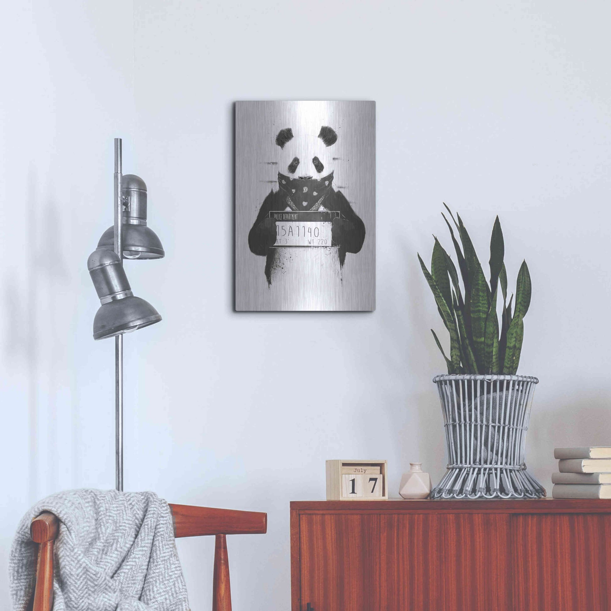 Luxe Metal Art 'Bad Panda' by Balazs Solti, Metal Wall Art,16x24