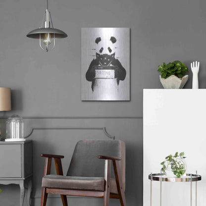 Luxe Metal Art 'Bad Panda' by Balazs Solti, Metal Wall Art,16x24