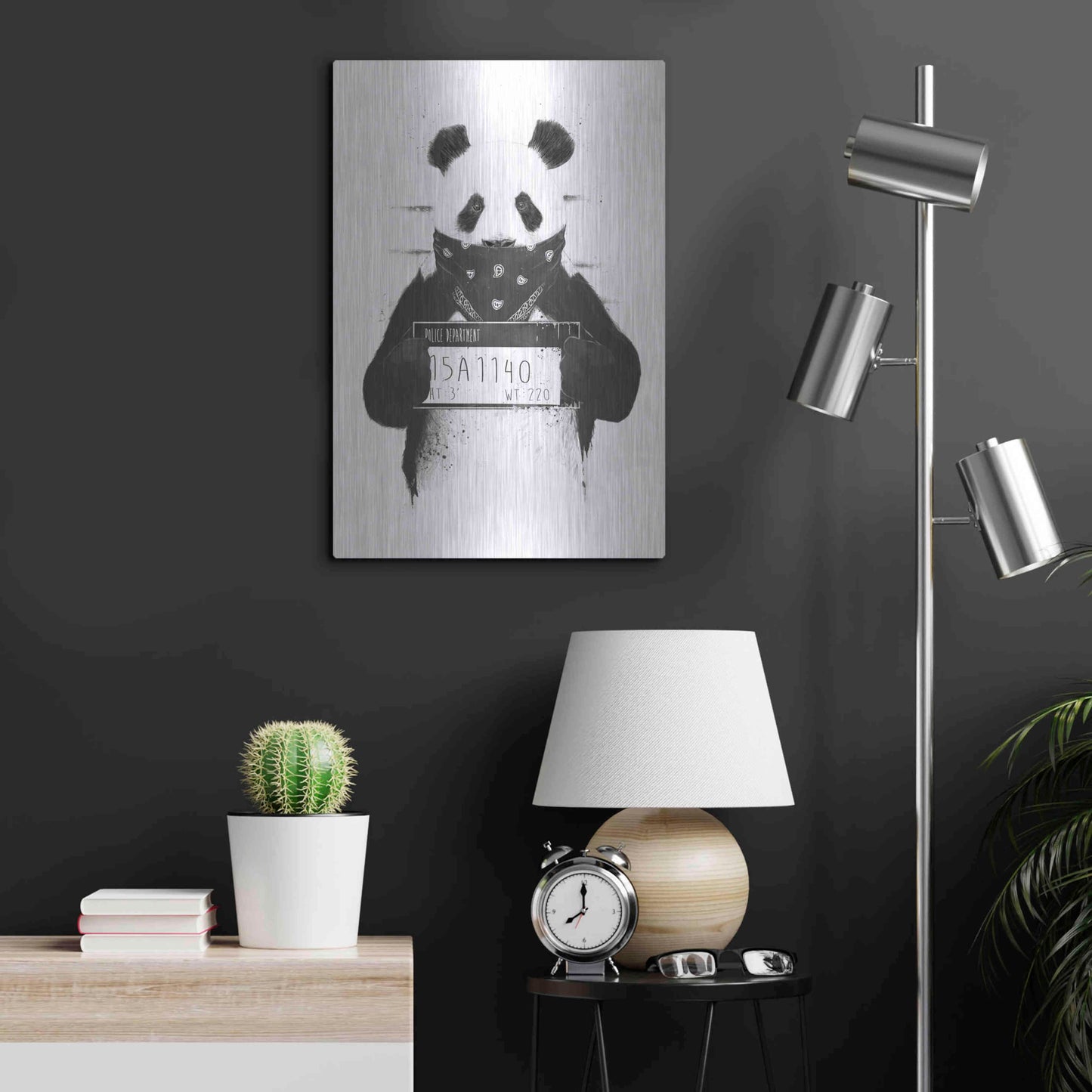 Luxe Metal Art 'Bad Panda' by Balazs Solti, Metal Wall Art,16x24