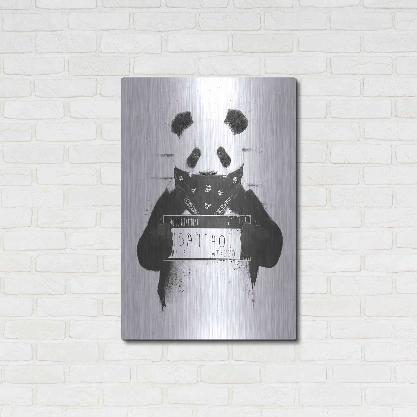 Luxe Metal Art 'Bad Panda' by Balazs Solti, Metal Wall Art,24x36