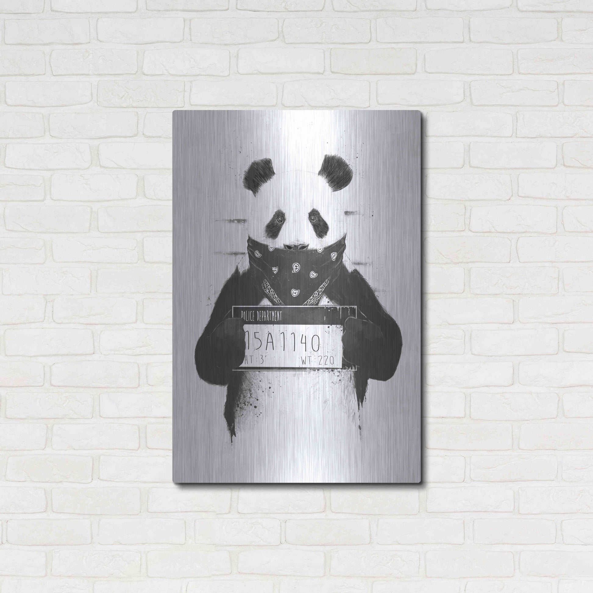 Luxe Metal Art 'Bad Panda' by Balazs Solti, Metal Wall Art,24x36