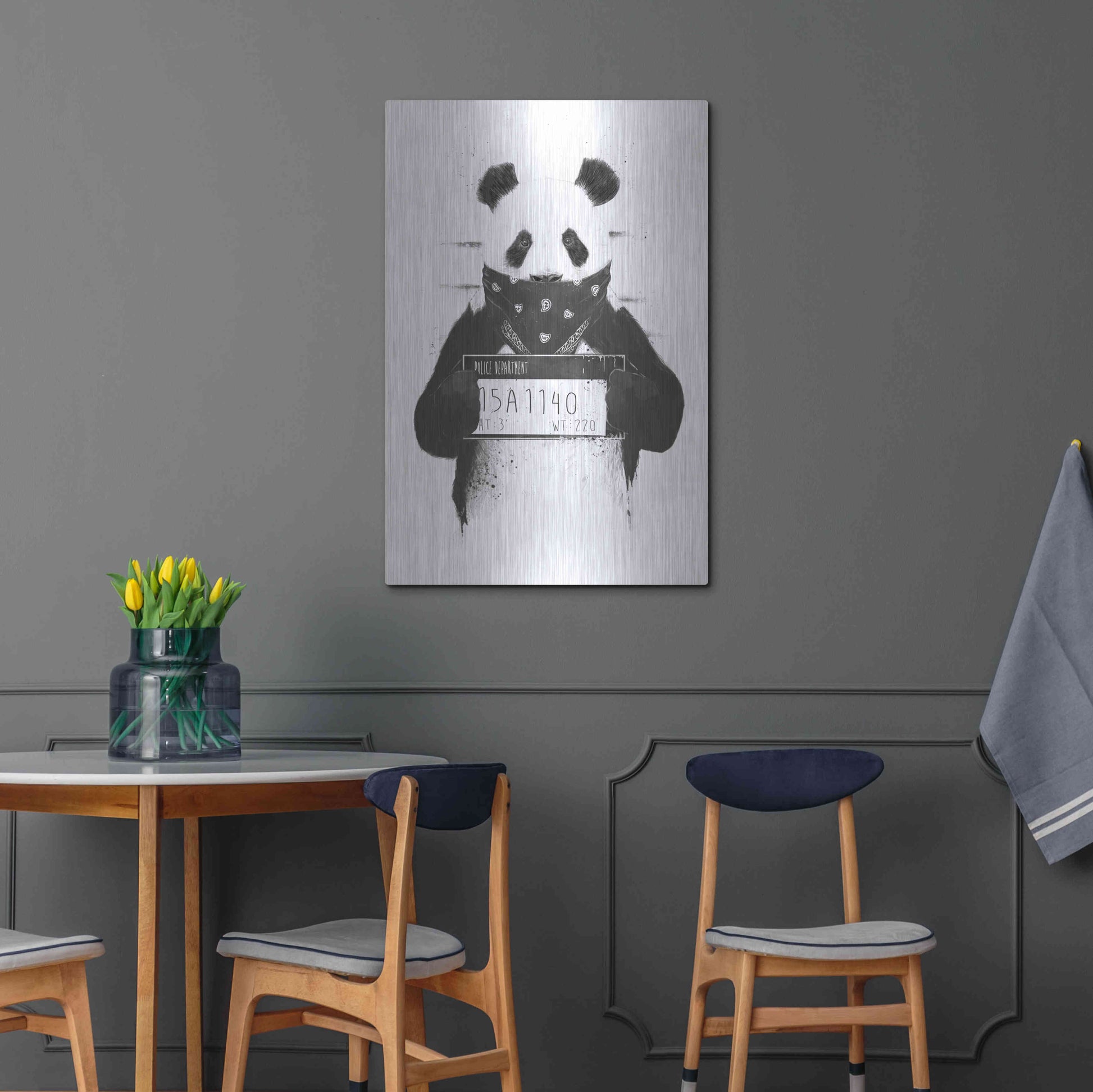 Luxe Metal Art 'Bad Panda' by Balazs Solti, Metal Wall Art,24x36