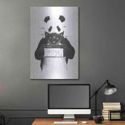 Luxe Metal Art 'Bad Panda' by Balazs Solti, Metal Wall Art,24x36