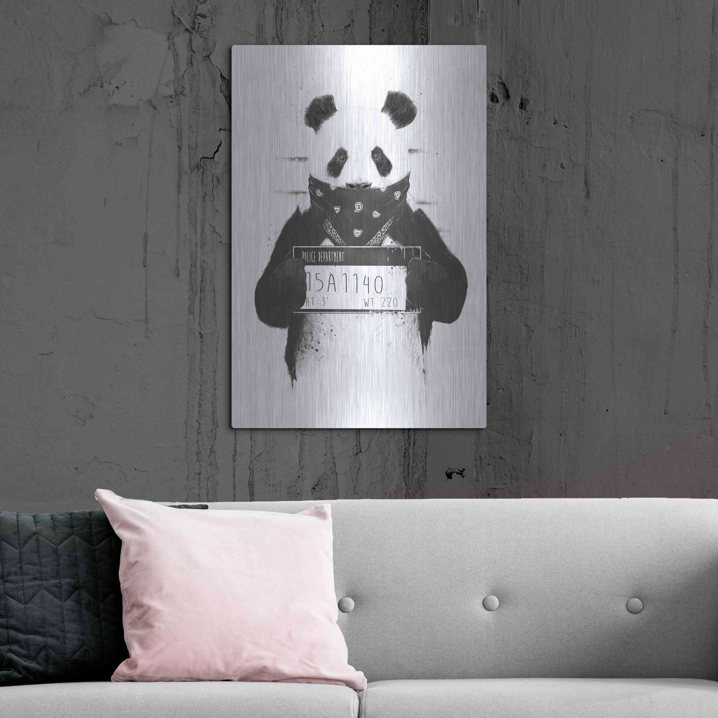 Luxe Metal Art 'Bad Panda' by Balazs Solti, Metal Wall Art,24x36