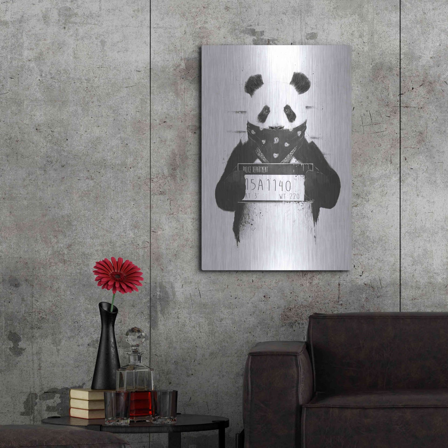 Luxe Metal Art 'Bad Panda' by Balazs Solti, Metal Wall Art,24x36