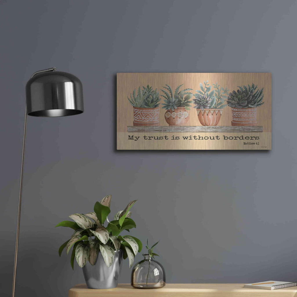 'My Trust Is Without Borders' by Cindy Jacobs – Metal Wall Art, 24x12 room view