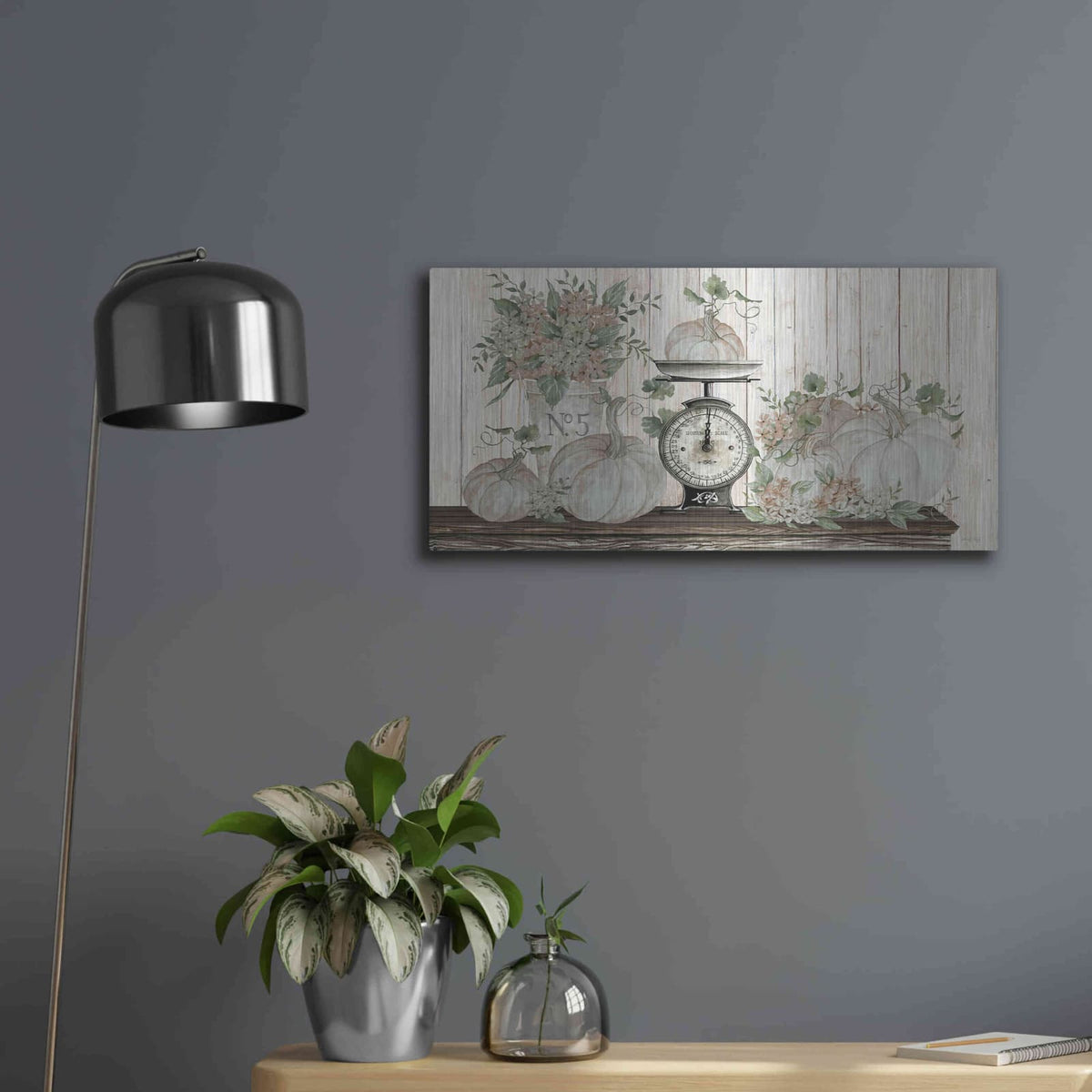 'Autumn Still Live' by Cindy Jacobs – Metal Wall Art, 24x12 room view