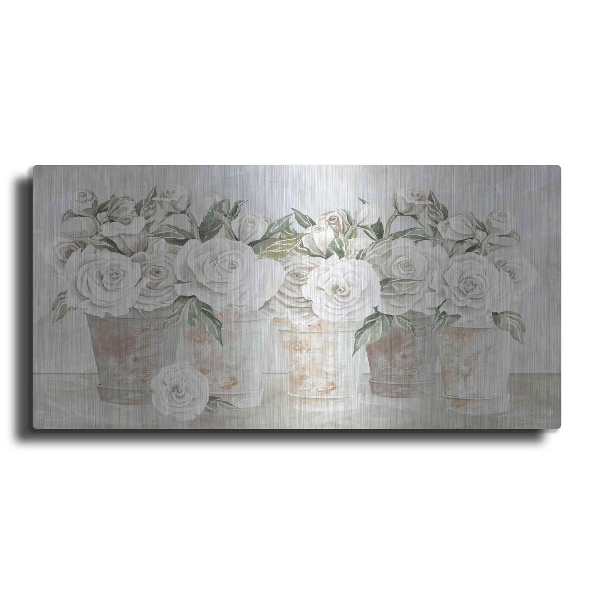 'Potted Roses' by Cindy Jacobs – Metal Wall Art
