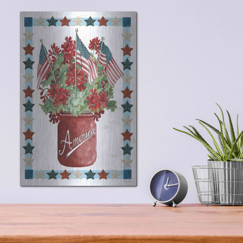'Patriotic Flowers' by Cindy Jacobs – Metal Wall Art, 12x16 room view