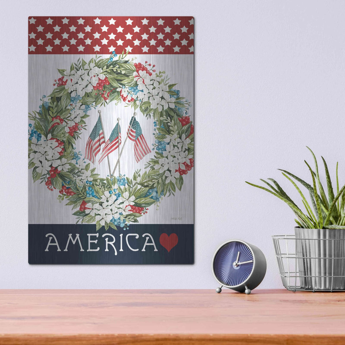 'America Love' by Cindy Jacobs – Metal Wall Art, 12x16 room view