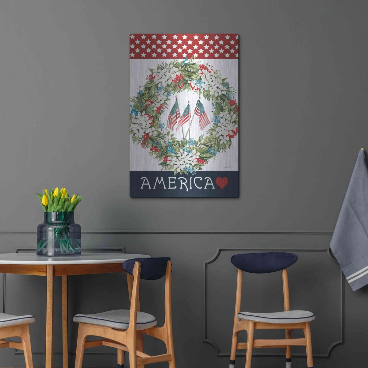 'America Love' by Cindy Jacobs – Metal Wall Art, 24x36 room view