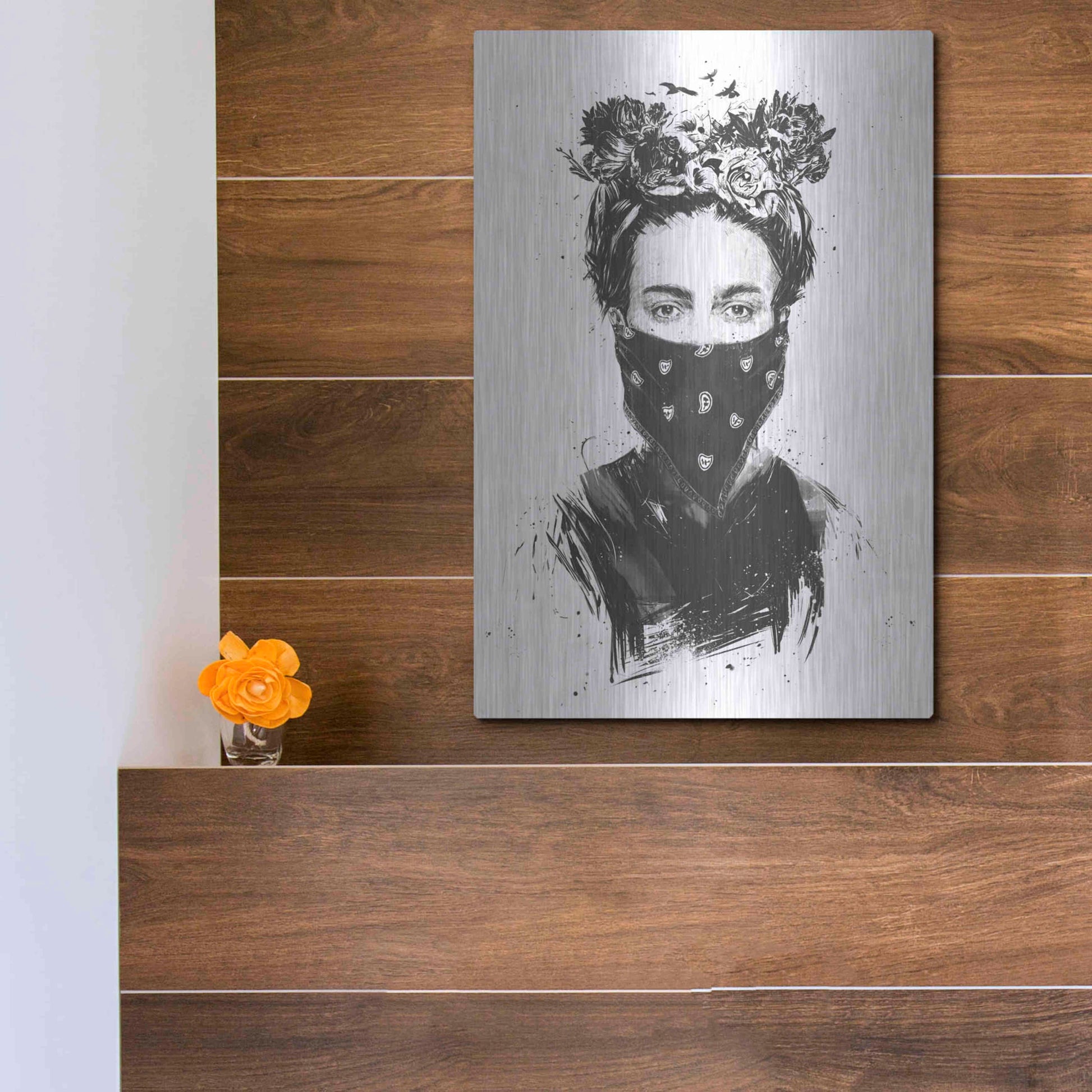 Luxe Metal Art 'Rebel Girl' by Balazs Solti, Metal Wall Art,12x16