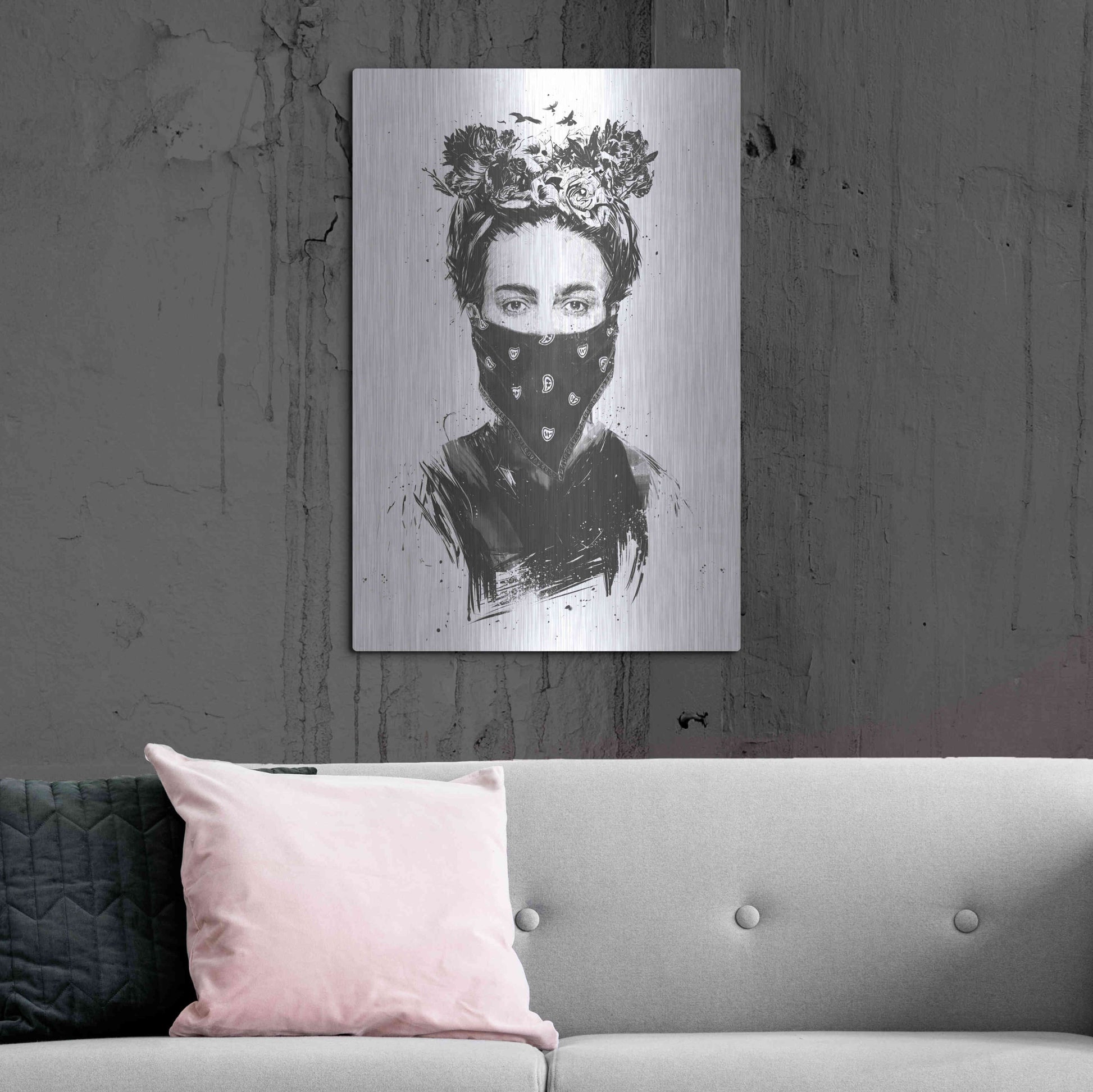 Luxe Metal Art 'Rebel Girl' by Balazs Solti, Metal Wall Art,24x36