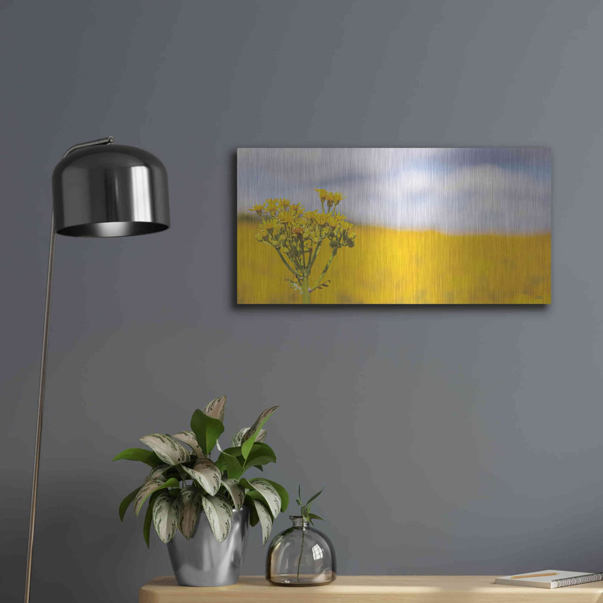 'Field Of Yellow II' by Donnie Quillen – Metal Wall Art, 24x12 room view