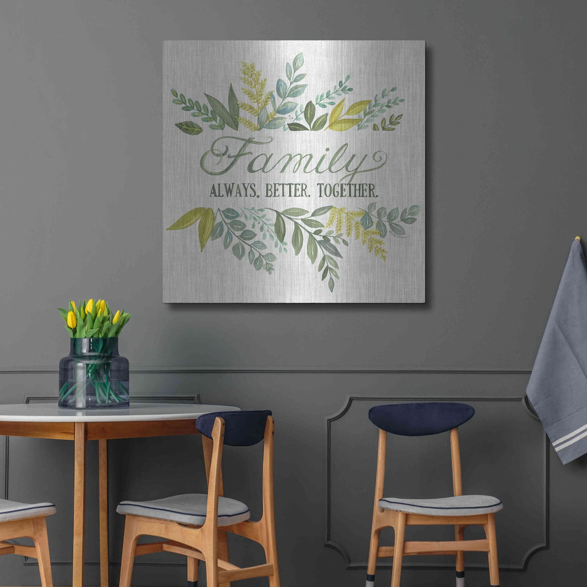 'Family Always Better Together' by Deb Strain – Metal Wall Art, 36x36 room view