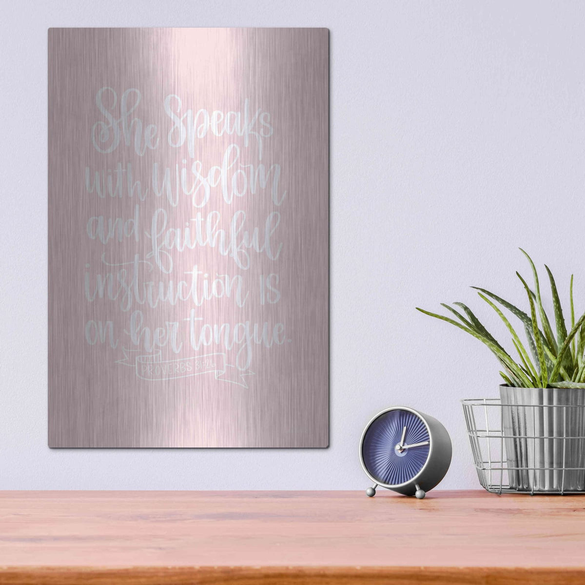 'She Speaks With Wisdom' by Imperfect Dust – Metal Wall Art, 12x16 room view