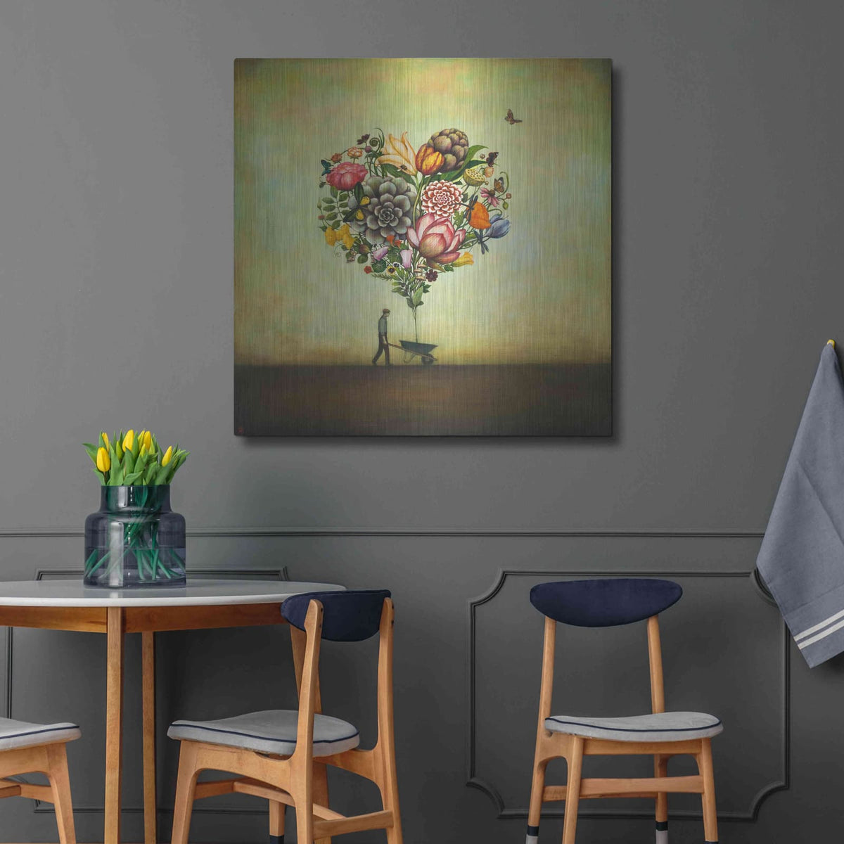 'Big Heart Botany' by Duy Huynh – Metal Wall Art, 36x36 room view