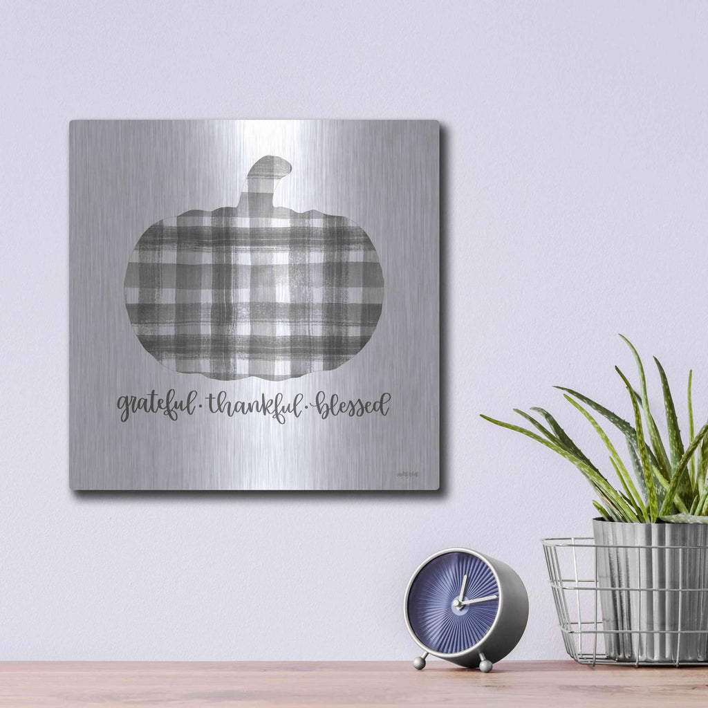 'Grateful, Thankful, Blessed' by Imperfect Dust – Metal Wall Art, 12x12 room view