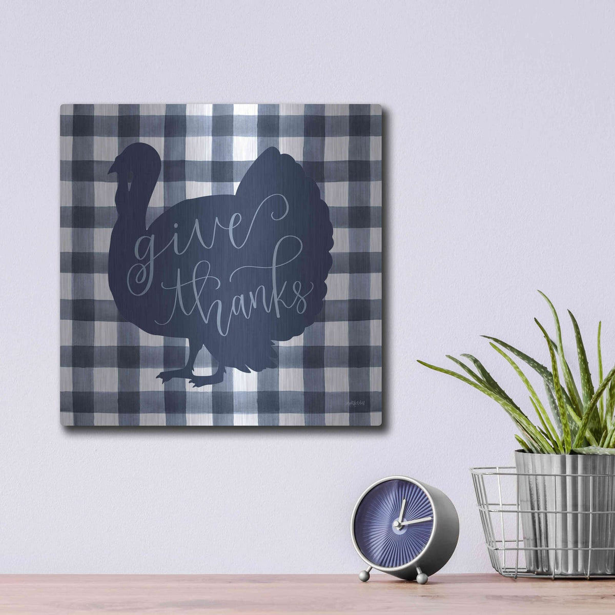 'Give Thanks Turkey' by Imperfect Dust – Metal Wall Art, 12x12 room view