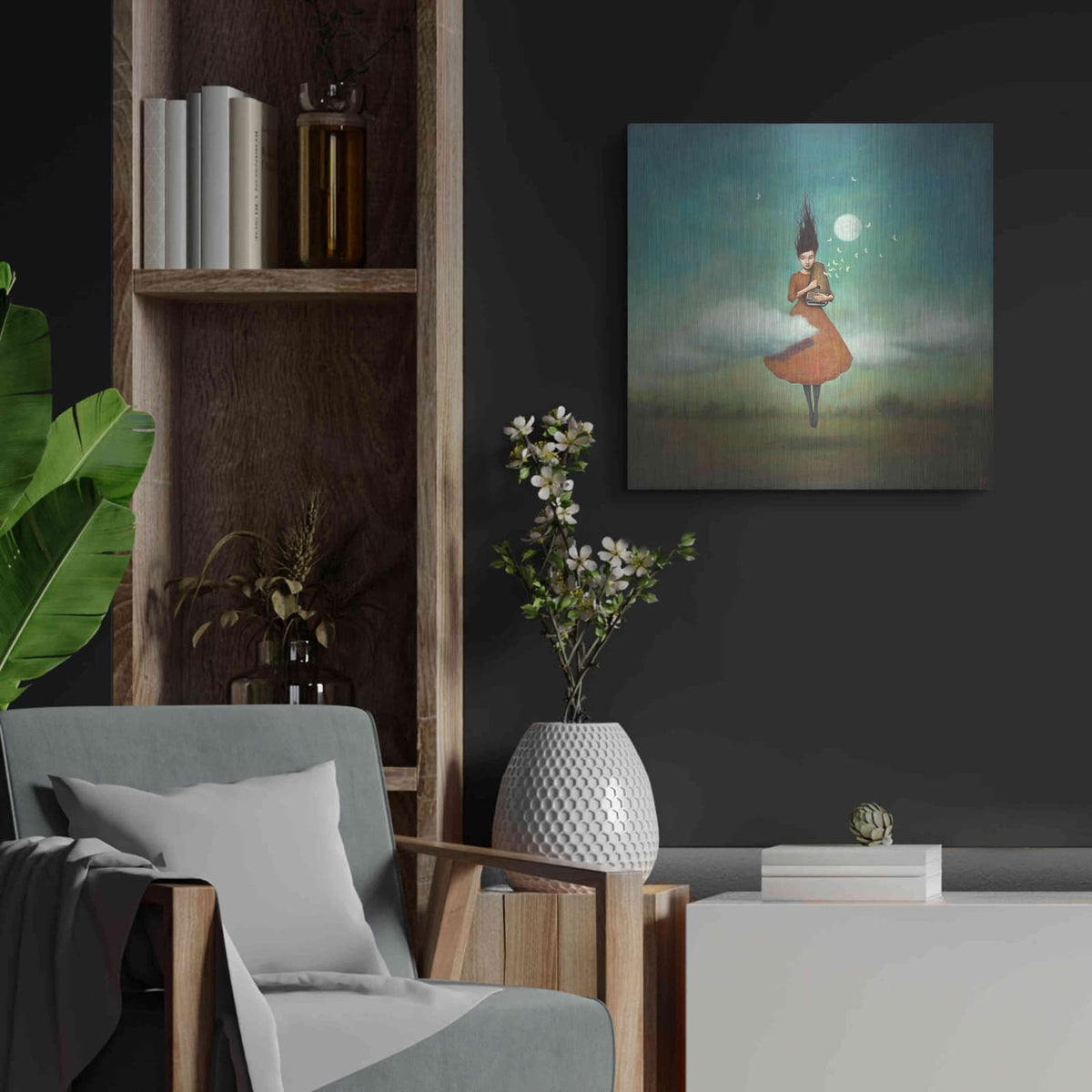 'High Notes for Low Clouds' by Duy Huynh – Metal Wall Art, 24x24 room view