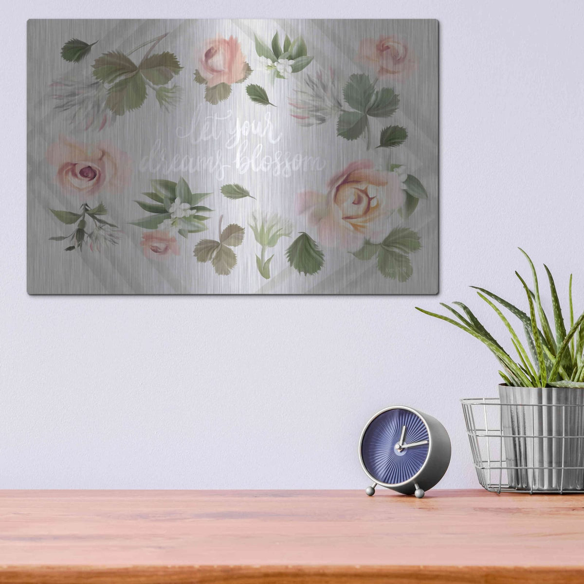 'Let Your Dreams Blossom' by House Fenway – Metal Wall Art, 16x12 room view