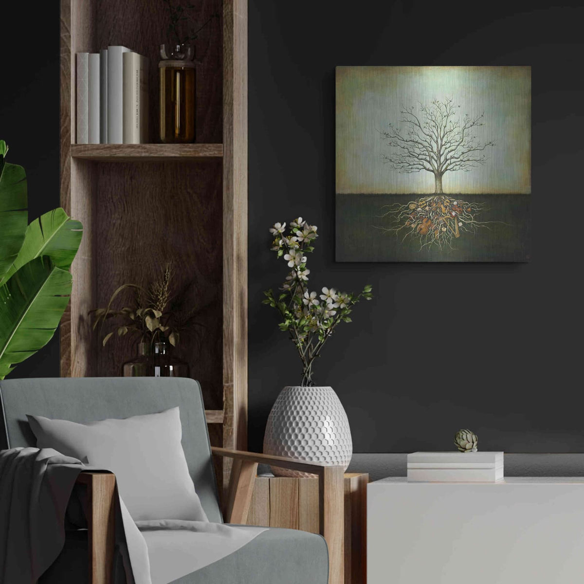 'Strung Together' by Duy Huynh – Metal Wall Art, 24x24 room view