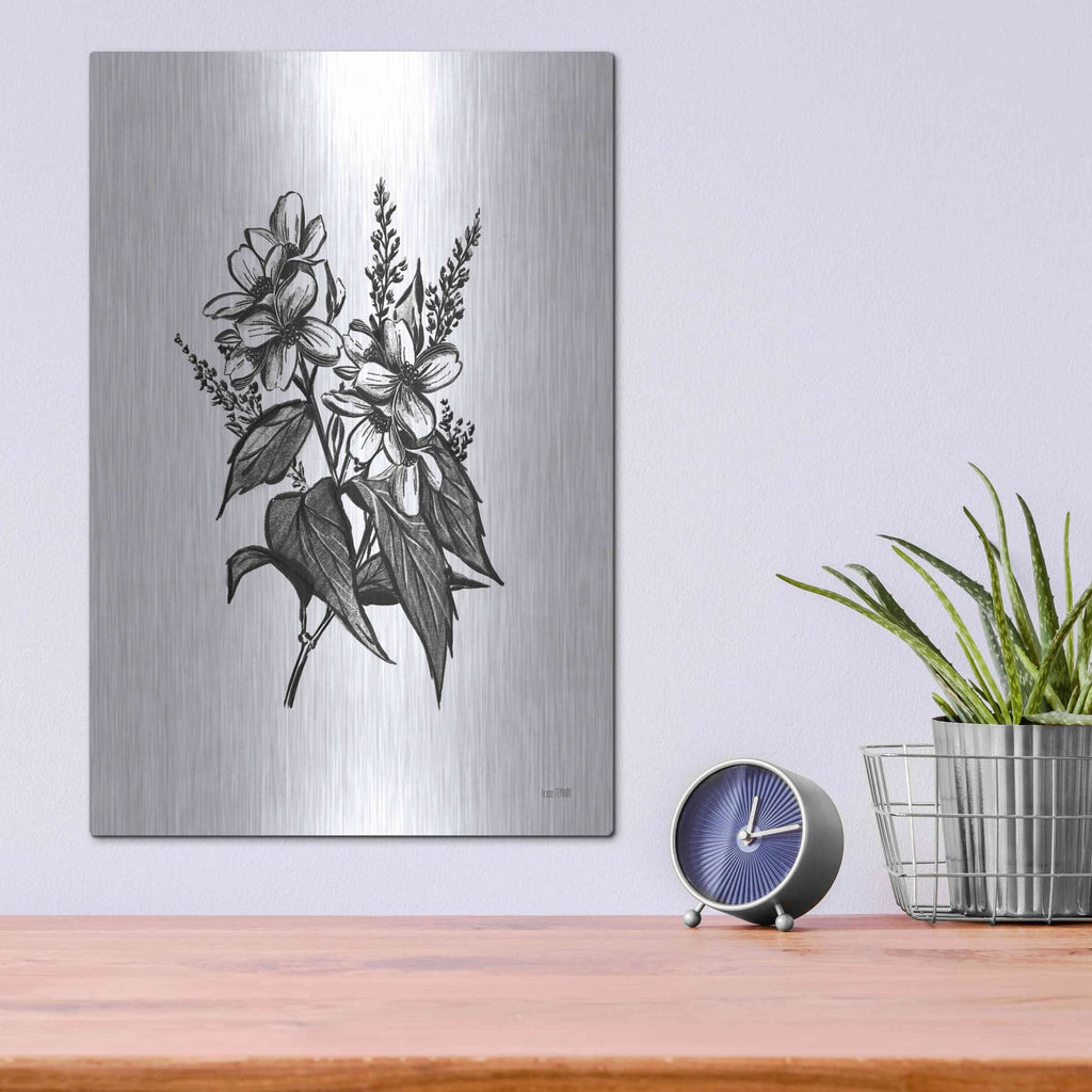 'Pen And Ink Wildflower I' by House Fenway – Metal Wall Art, 12x16 room view