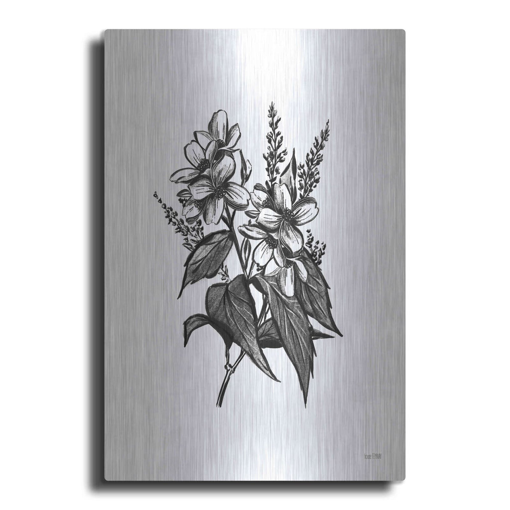'Pen And Ink Wildflower I' by House Fenway – Metal Wall Art