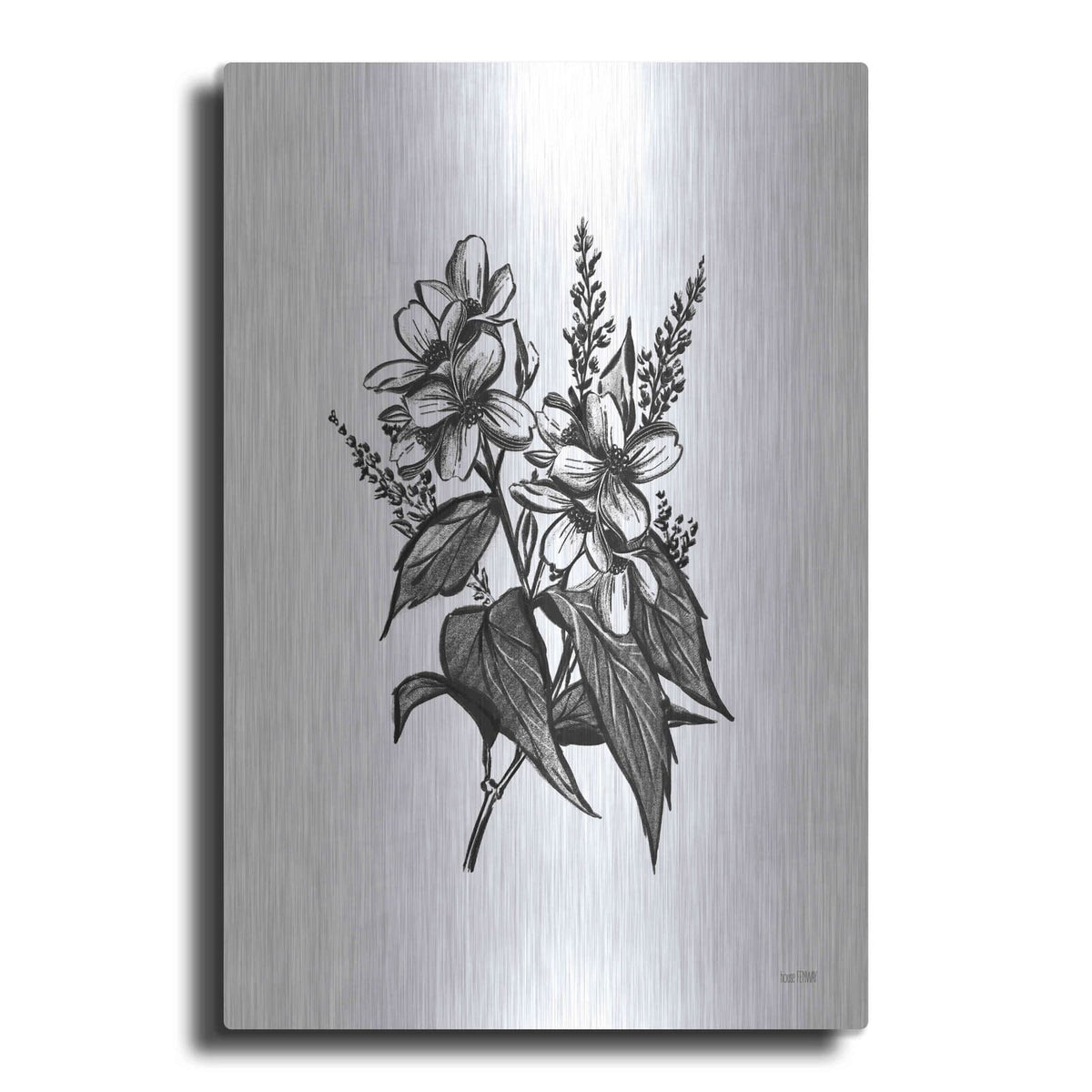 'Pen And Ink Wildflower I' by House Fenway – Metal Wall Art