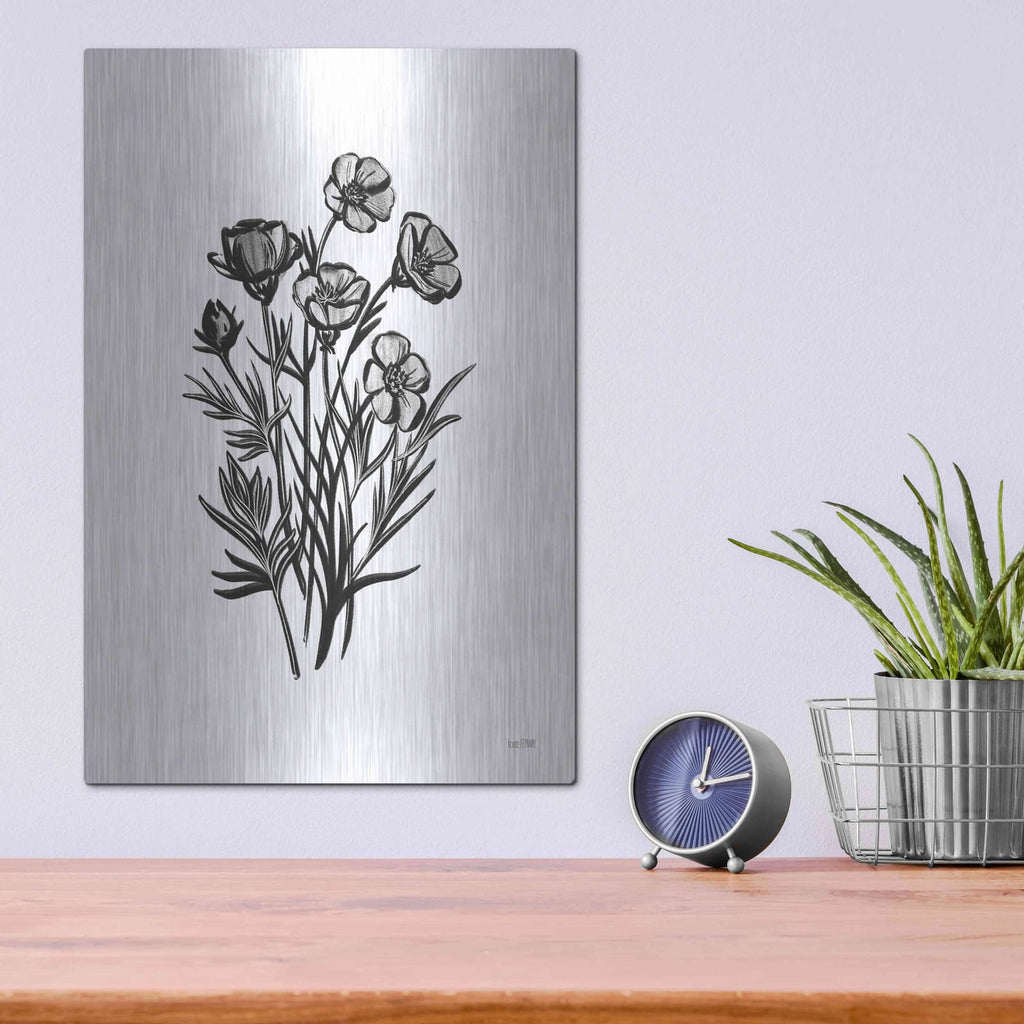 'Pen And Ink Wildflower II' by House Fenway – Metal Wall Art, 12x16 room view