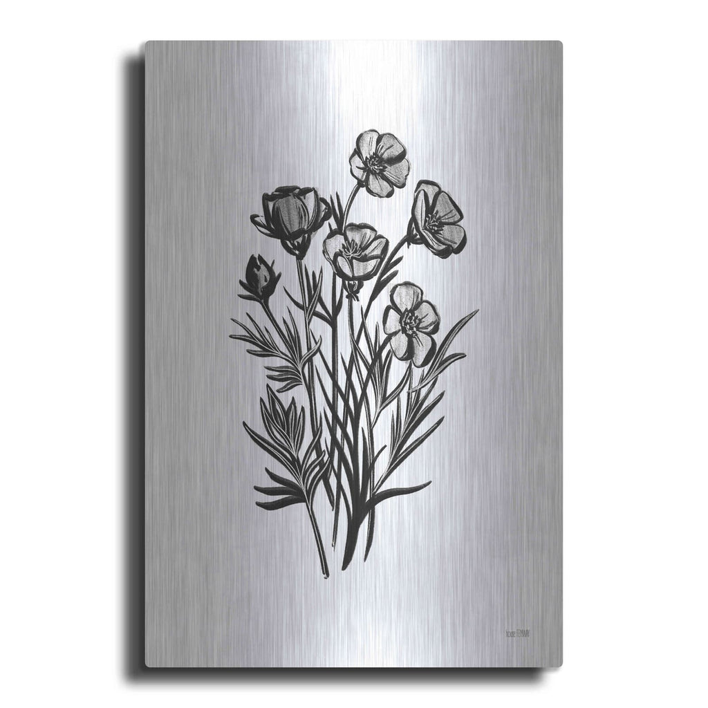 'Pen And Ink Wildflower II' by House Fenway – Metal Wall Art