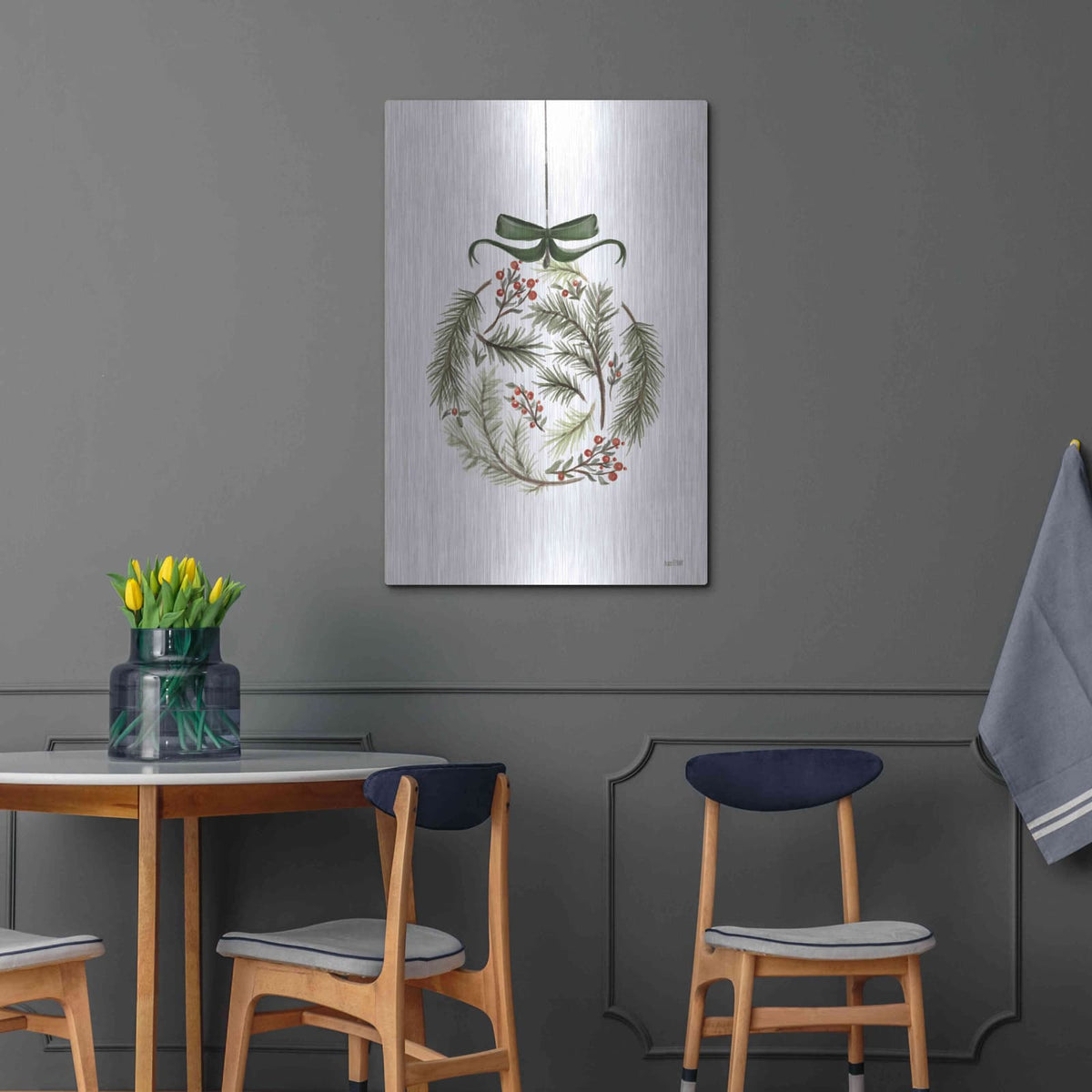'Evergreen Ornament II' by House Fenway – Metal Wall Art, 24x36 room view