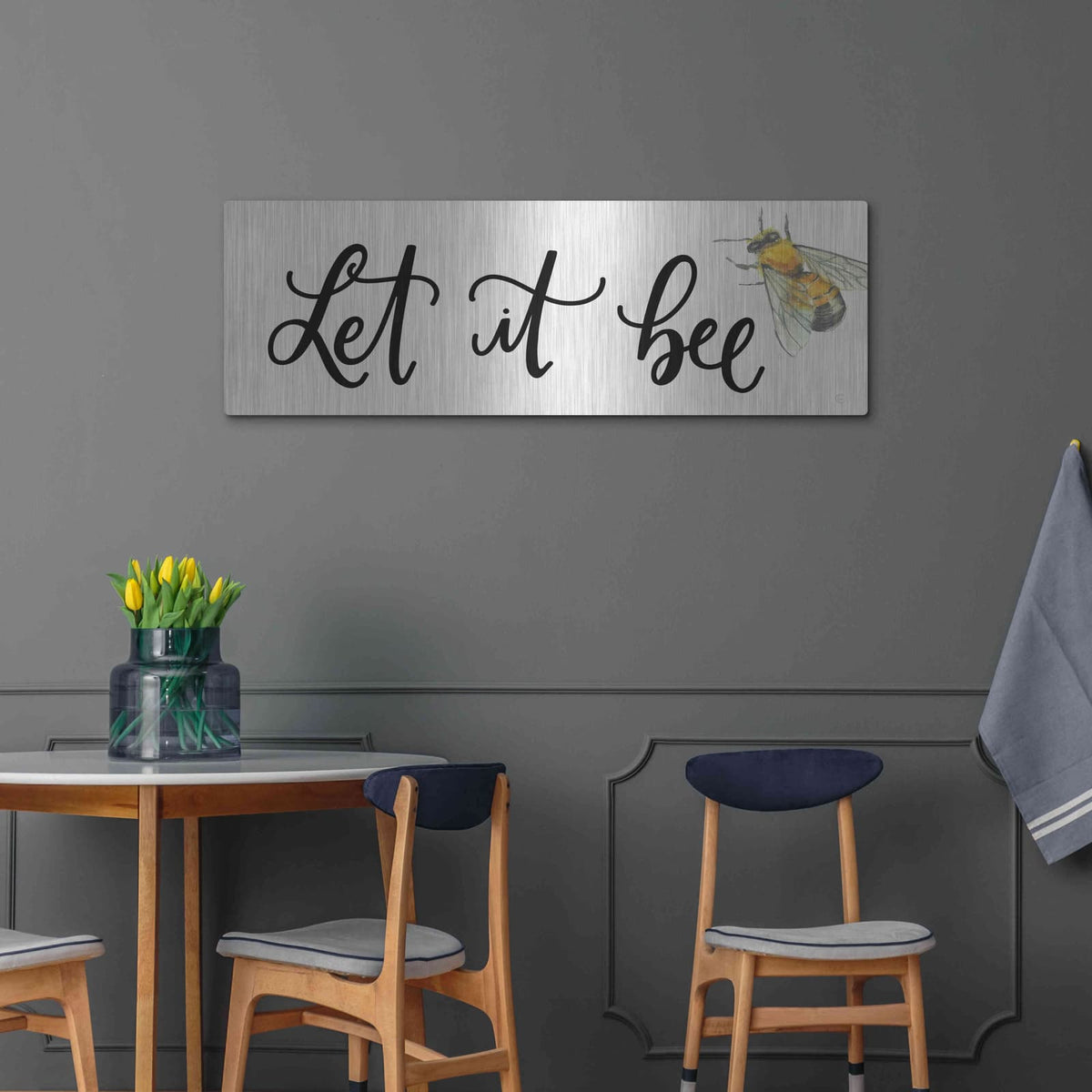 'Let It Bee' by Fearfully Made – Metal Wall Art, 48x16 room view