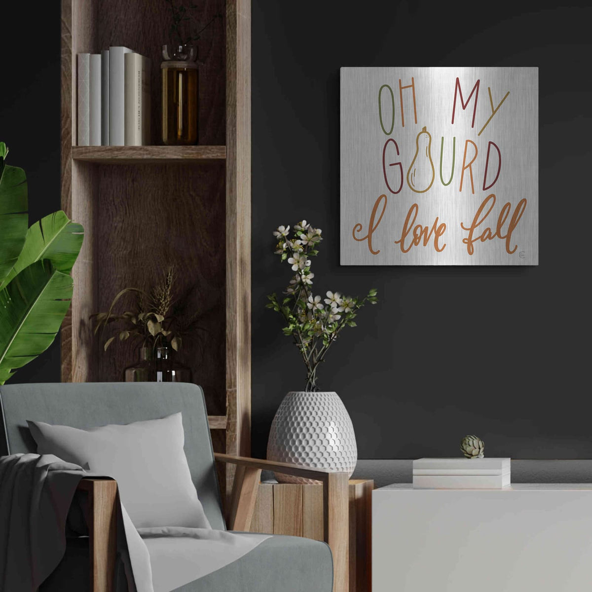 'Oh My Gourd' by Fearfully Made – Metal Wall Art, 24x24 room view