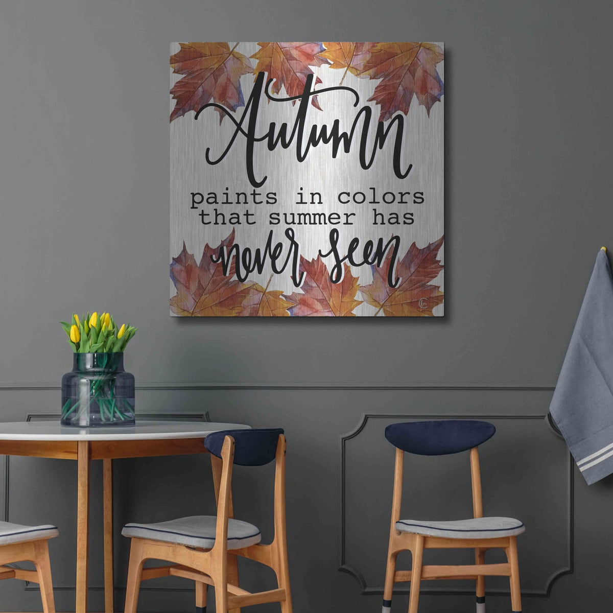 'Autumn Paints In Colors' by Fearfully Made – Metal Wall Art, 36x36 room view