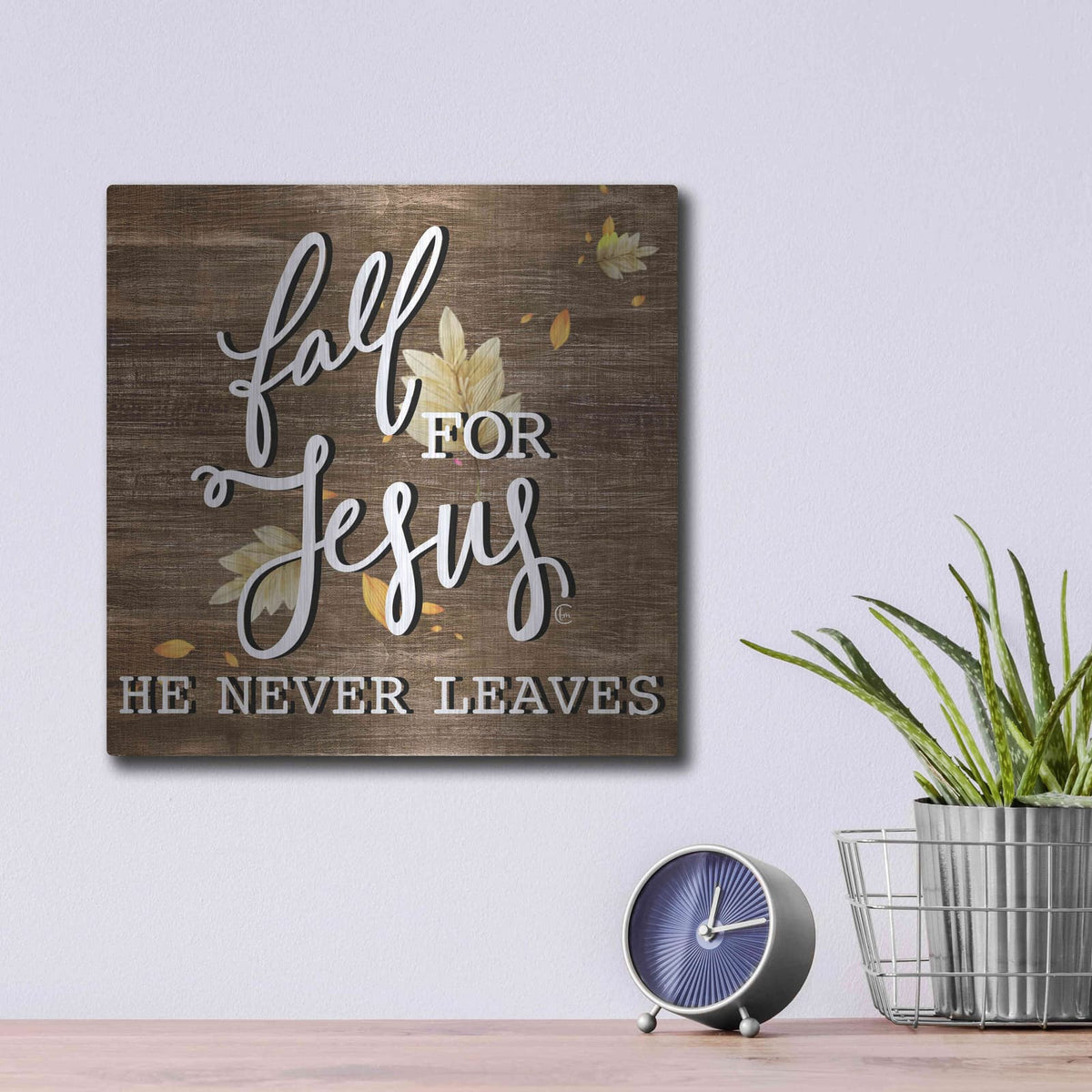 'Fall For Jesus' by Fearfully Made – Metal Wall Art, 12x12 room view