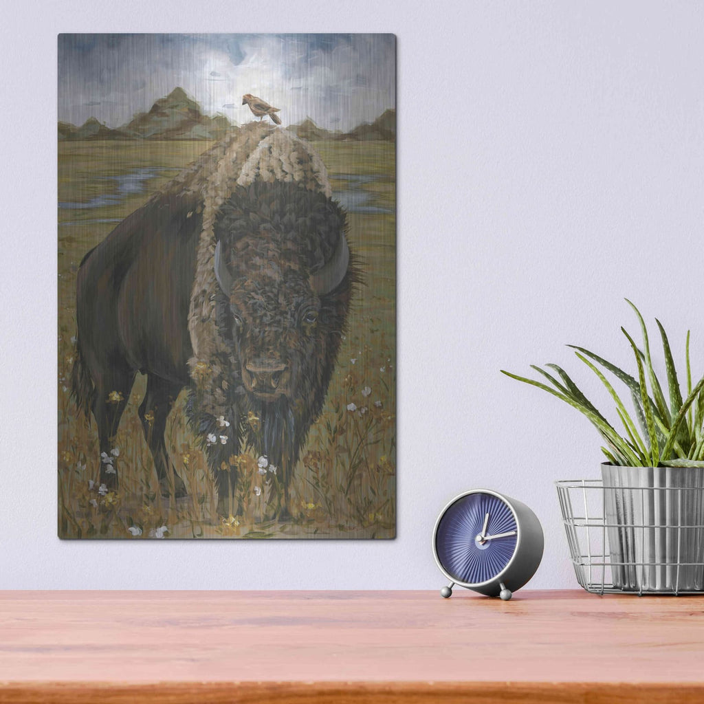 'Bison' by Hollihocks Art – Metal Wall Art, 12x16 room view