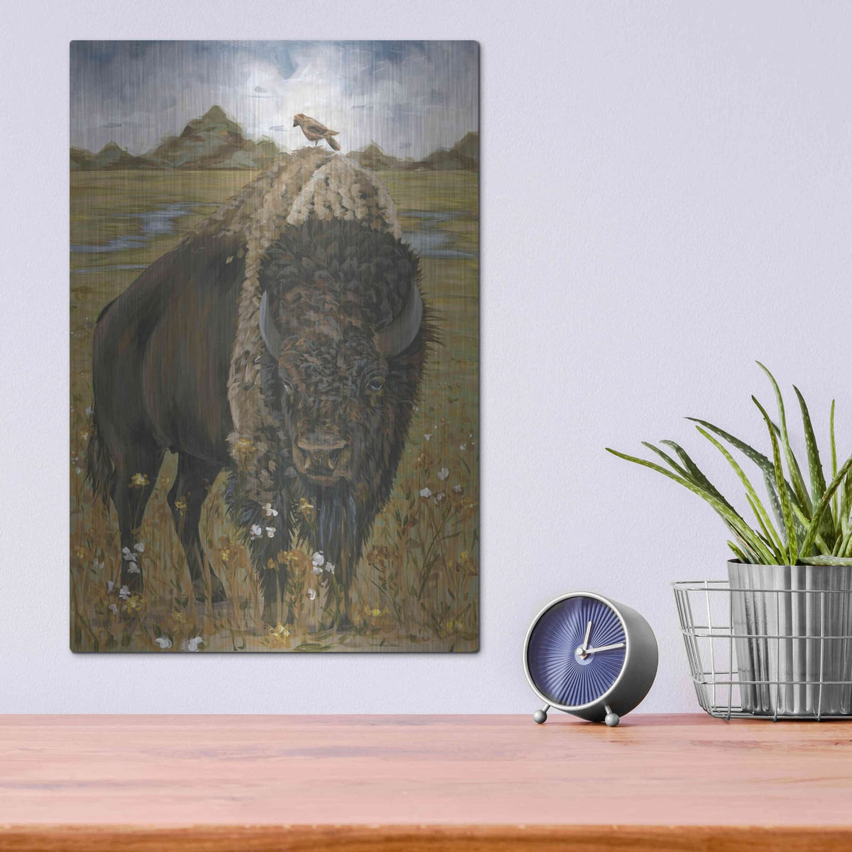 'Bison' by Hollihocks Art – Metal Wall Art, 12x16 room view
