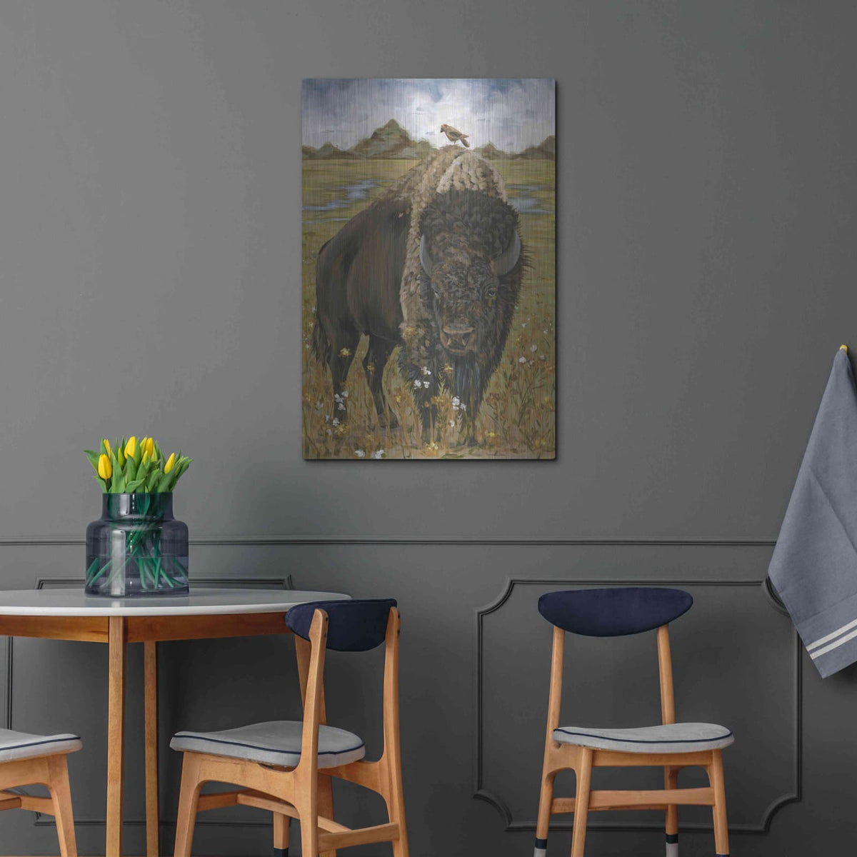 'Bison' by Hollihocks Art – Metal Wall Art, 24x36 room view