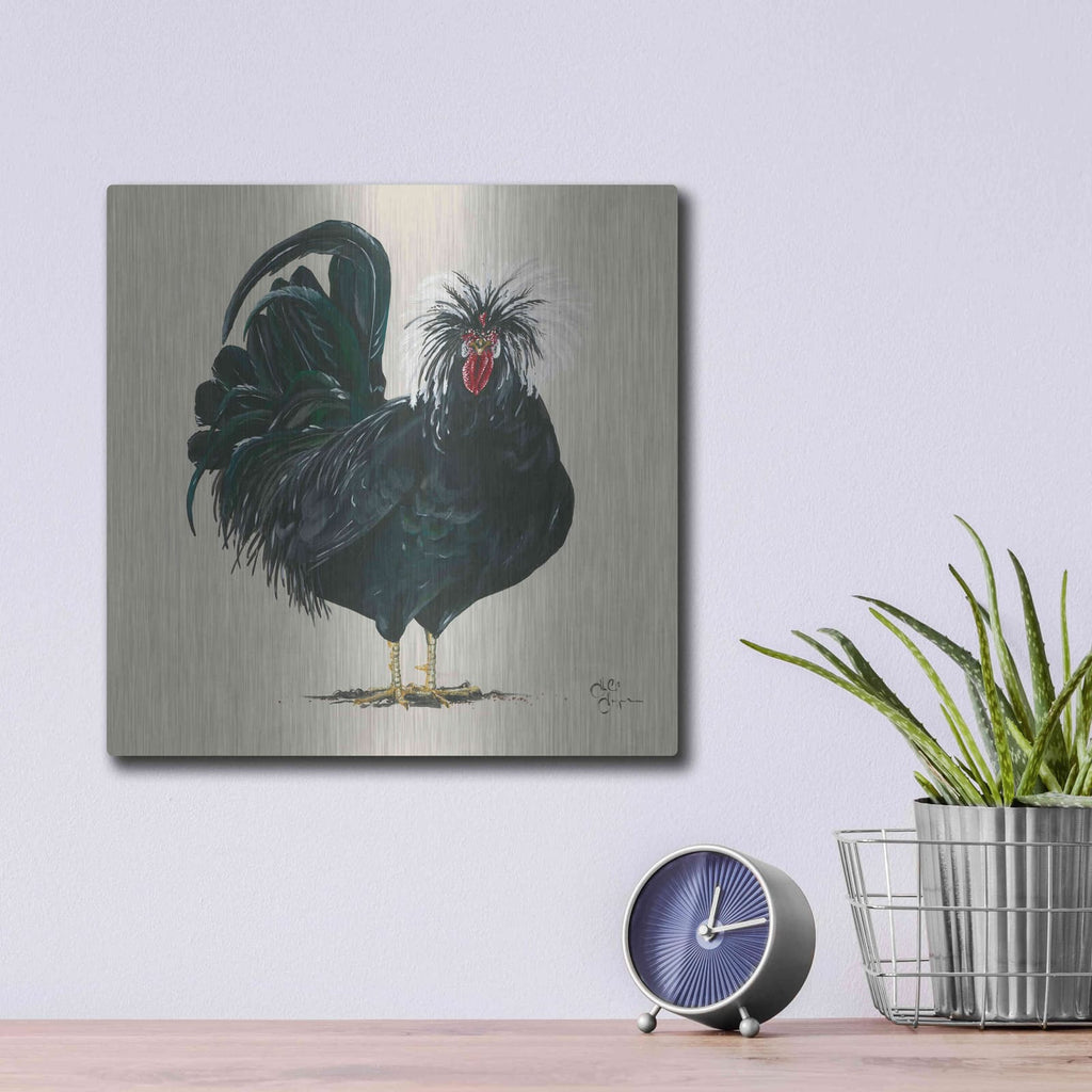 'Chicken' by Hollihocks Art – Metal Wall Art, 12x12 room view