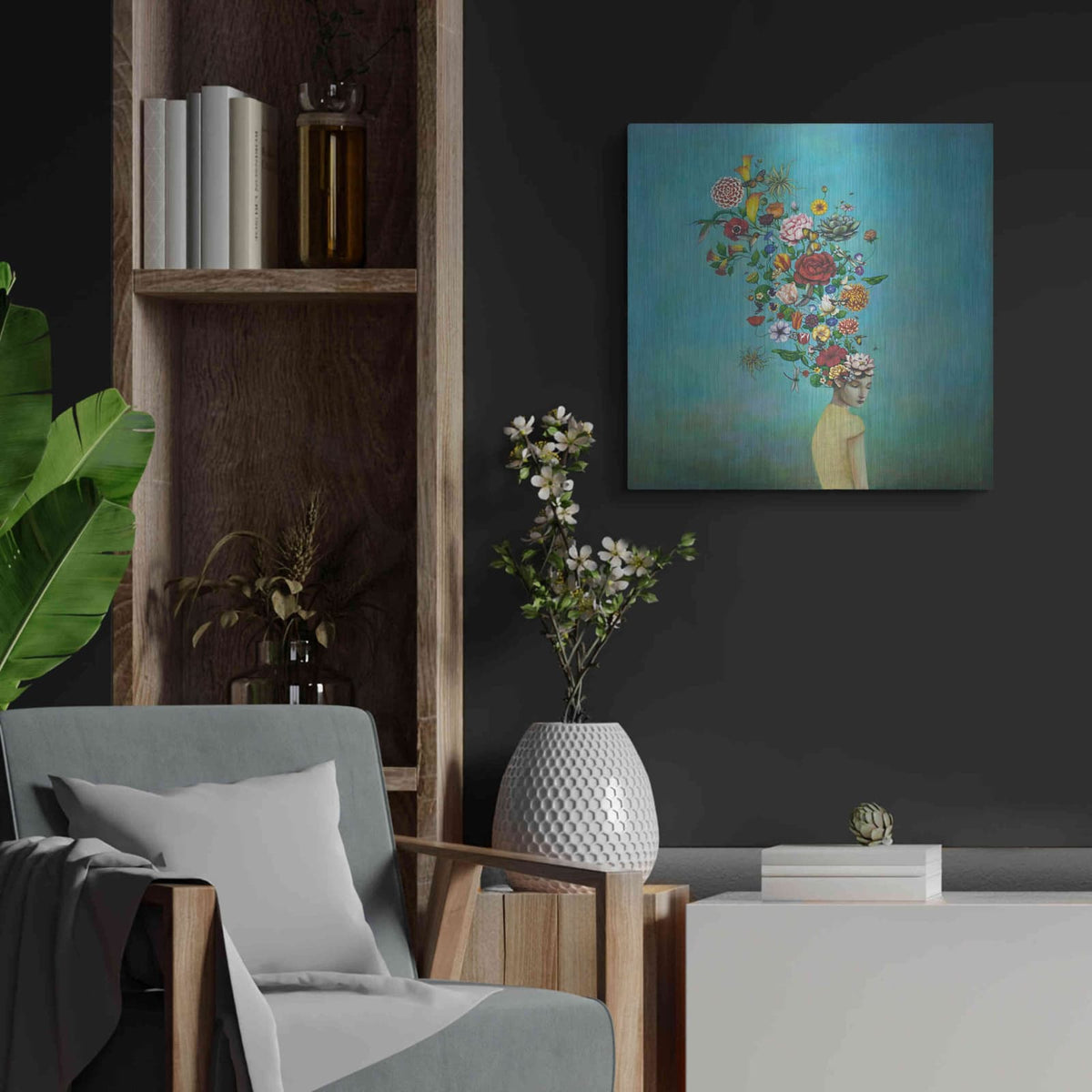'A Mindful Garden' by Duy Huynh – Metal Wall Art, 24x24 room view