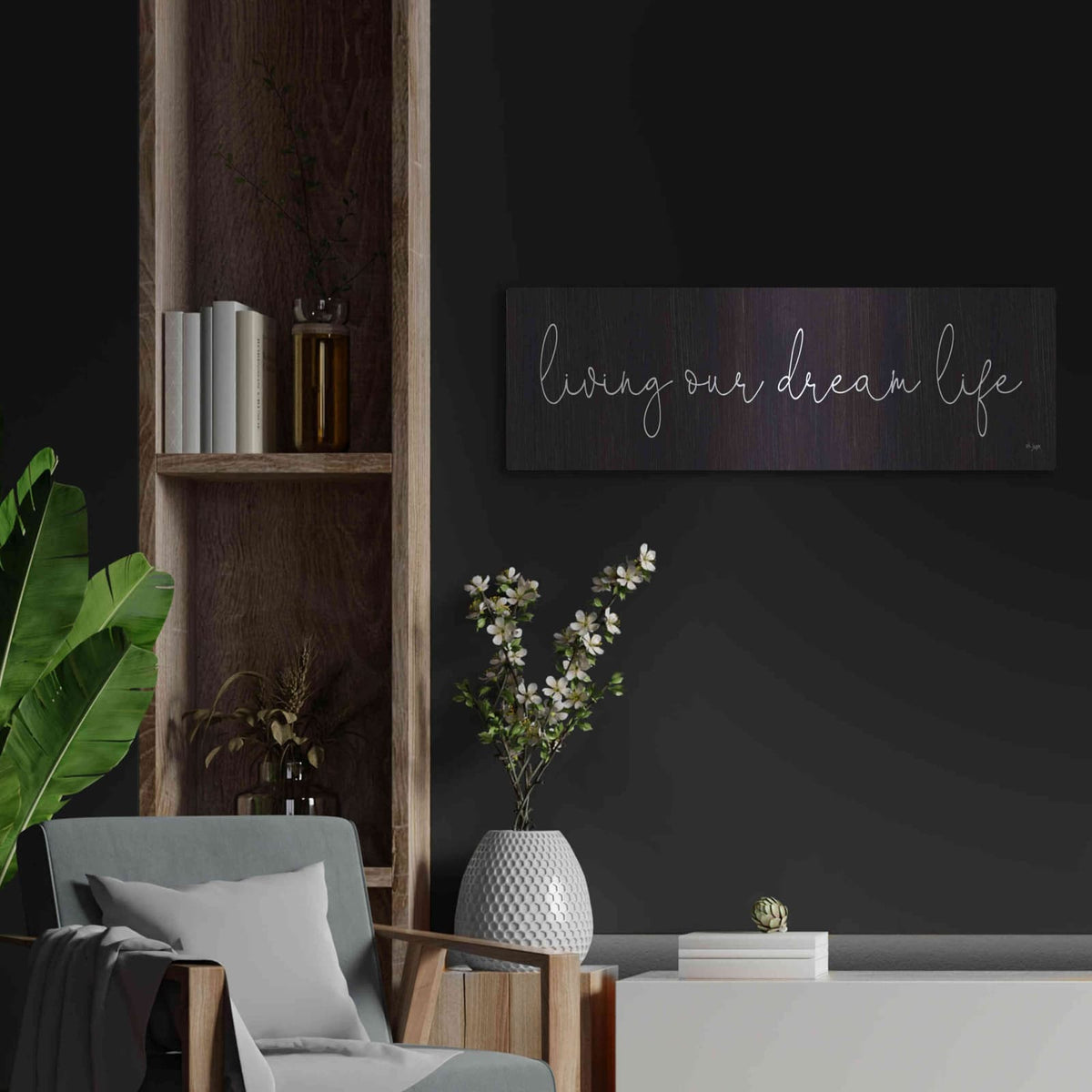 'Living Our Dream Life' by Jaxn Blvd – Metal Wall Art, 36x12 room view