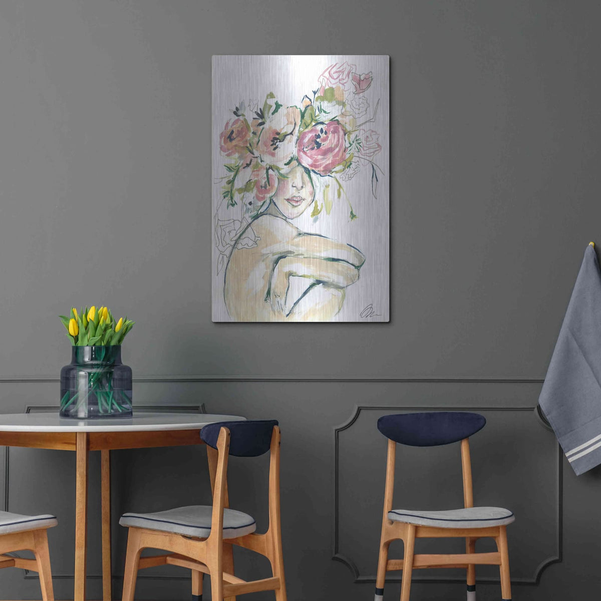 'Floral Woman' by Jessica Mingo – Metal Wall Art, 24x36 room view