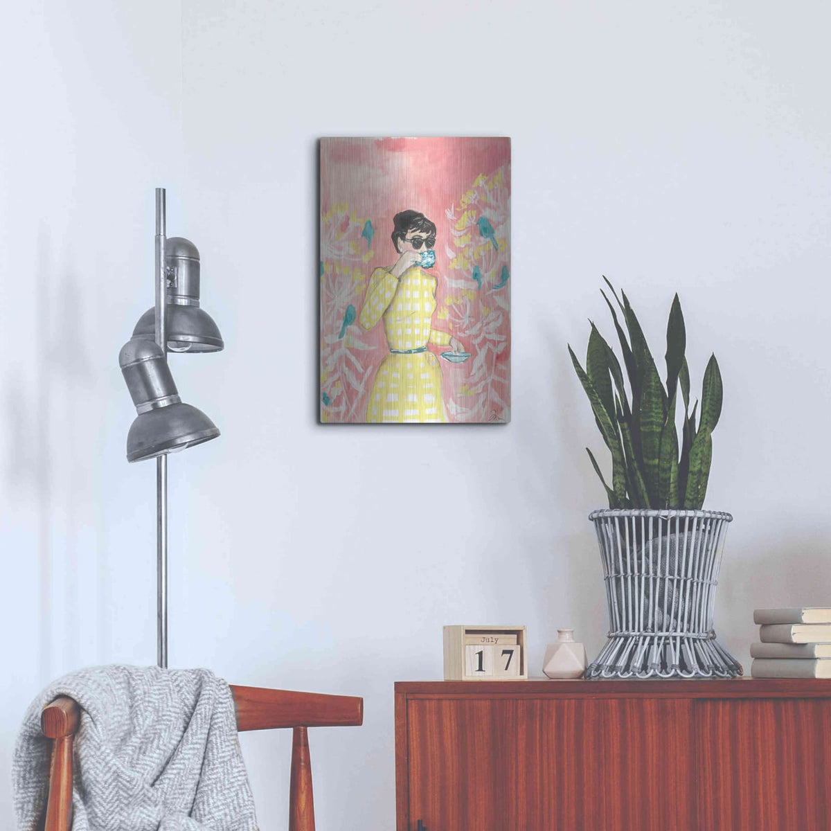 'Coffee In The Aviary' by Jessica Mingo – Metal Wall Art, 16x24 room view