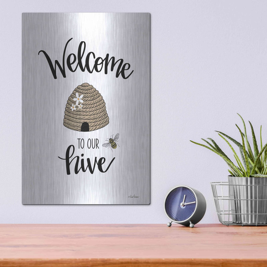 'Welcome To Our Hive' by Lisa Larson – Metal Wall Art, 12x16 room view