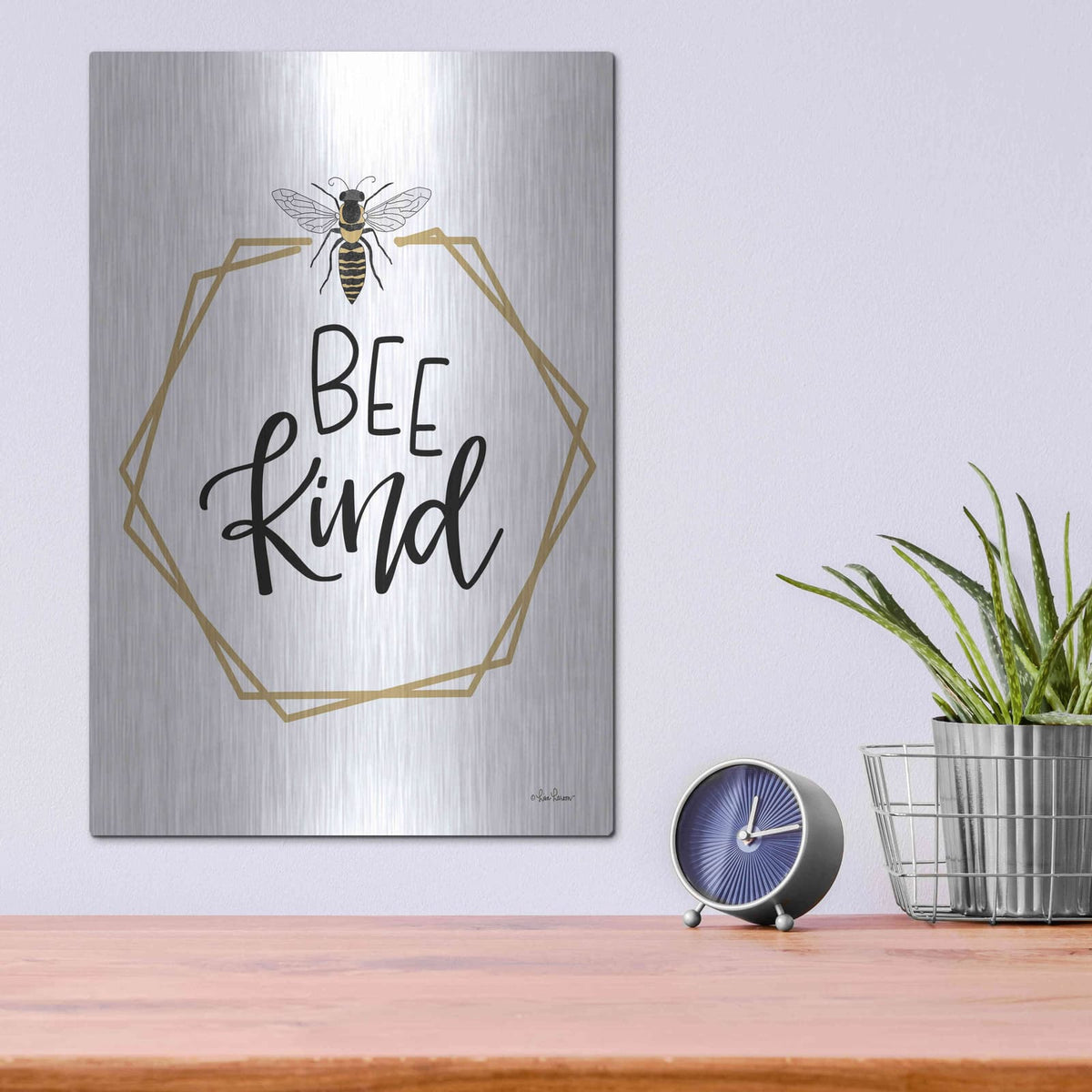 'Geo Bee Kind' by Lisa Larson – Metal Wall Art, 12x16 room view
