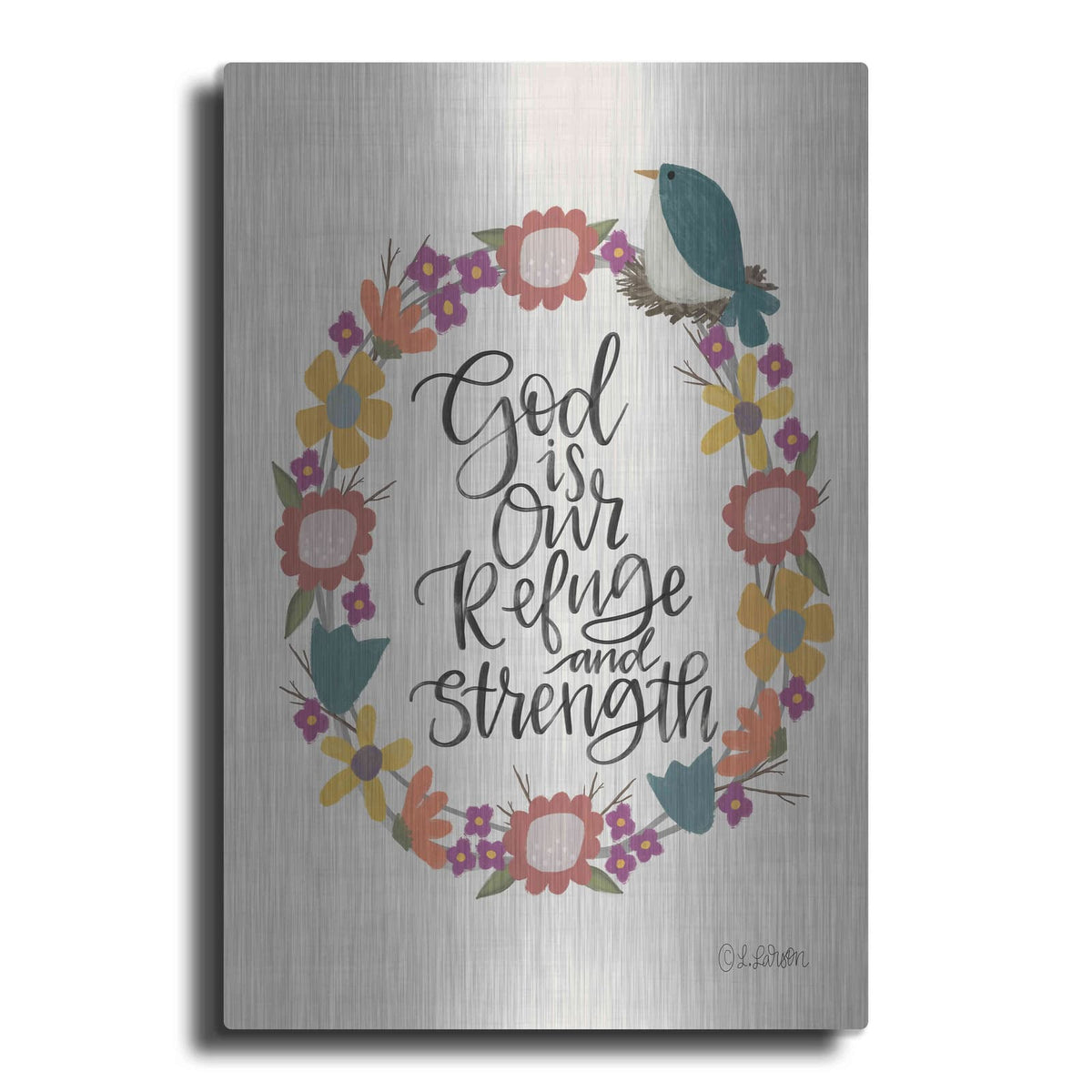 'God Is Our Refuge' by Lisa Larson – Metal Wall Art