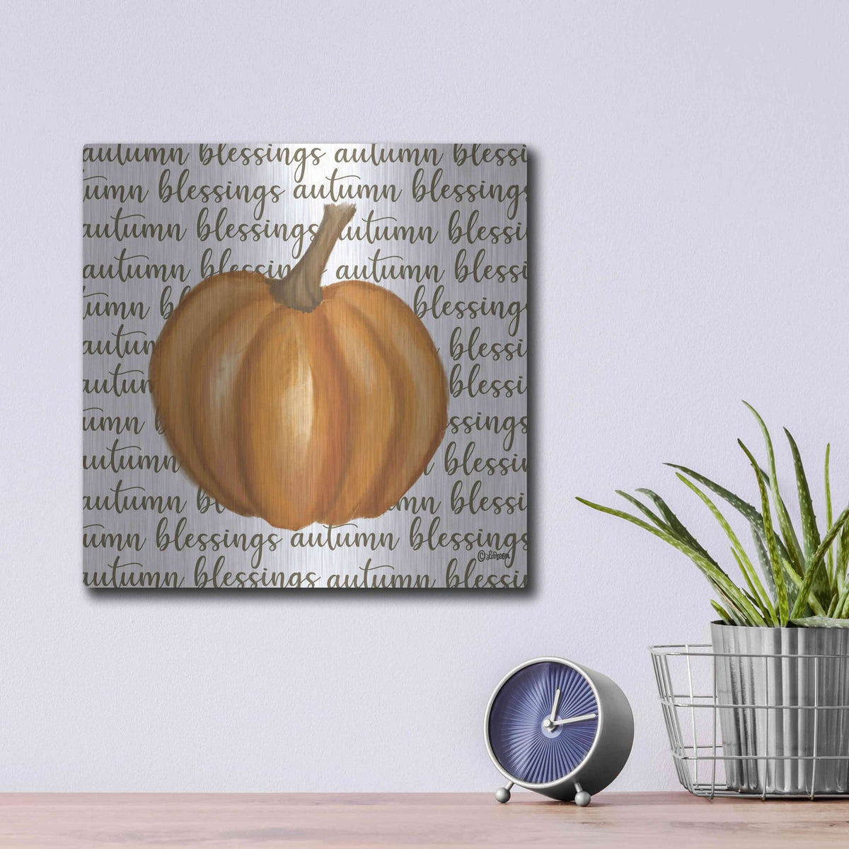 'Autumn Blessings' by Lisa Larson – Metal Wall Art, 12x12 room view
